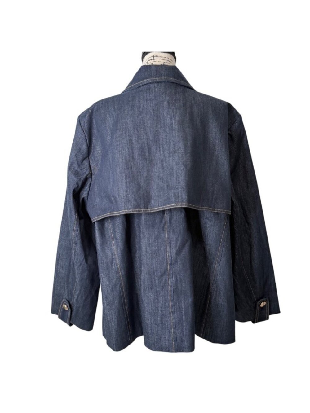 Talbots Plus Womens 3X Refined Denim Short Trench Coat Utility Jacket Barn NEW - Picture 4 of 8
